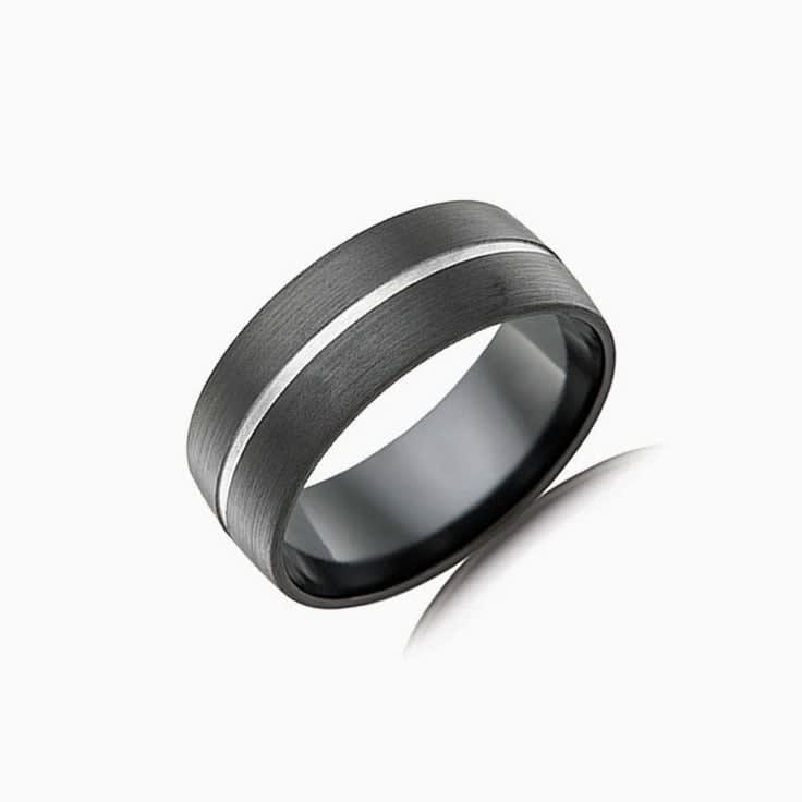 Zirconium Grooved Mens ring B4446