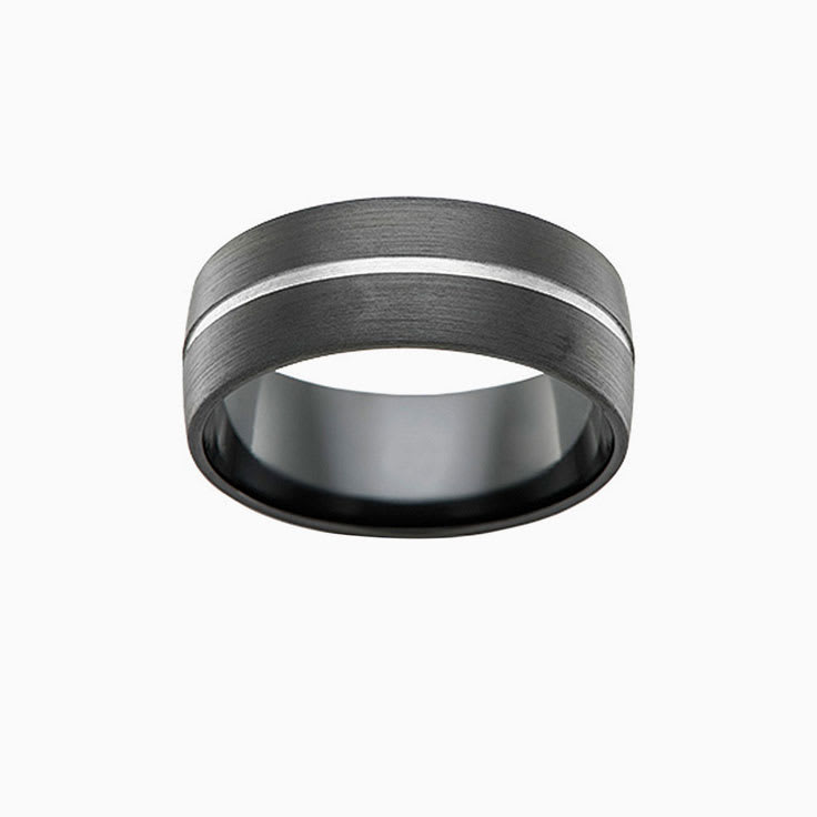 Zirconium Grooved Mens ring B4446