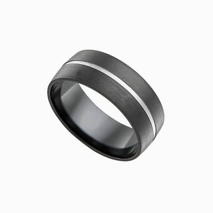 Zirconium Grooved Mens ring B4446
