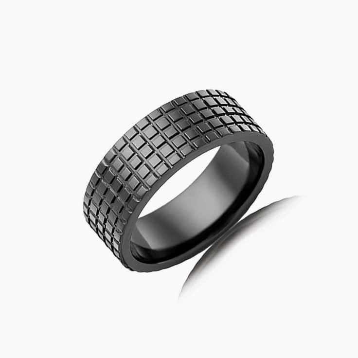 Square pattern Zirconium Ring