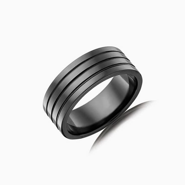 Zirconium Grooved Wedding ring F4436