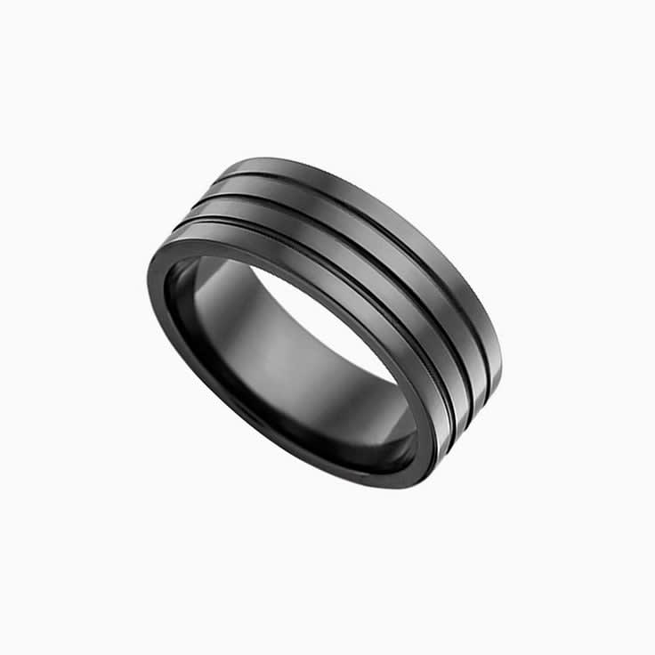 Zirconium Grooved Wedding ring F4436
