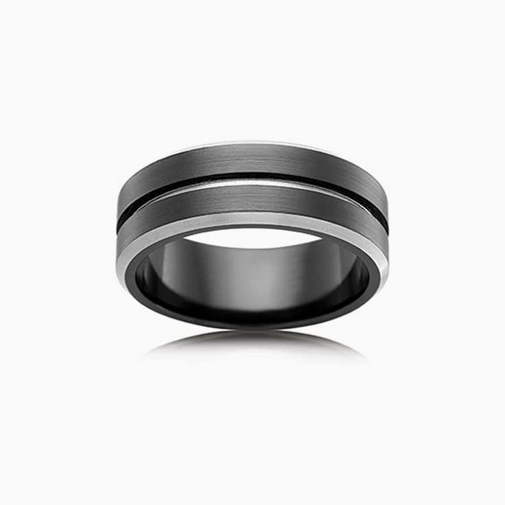 Grooved Zirconium Mens Ring FB4438