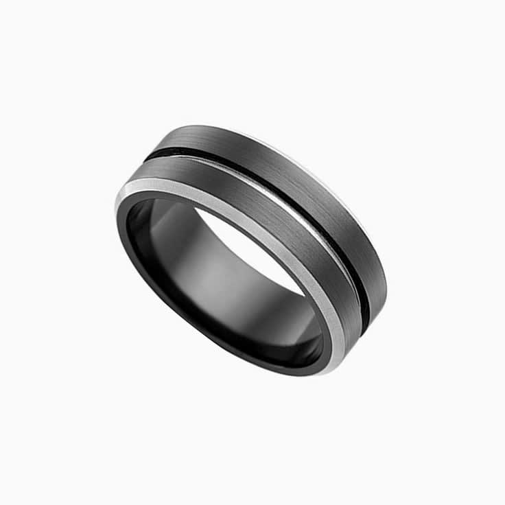 Grooved Zirconium Mens Ring FB4438