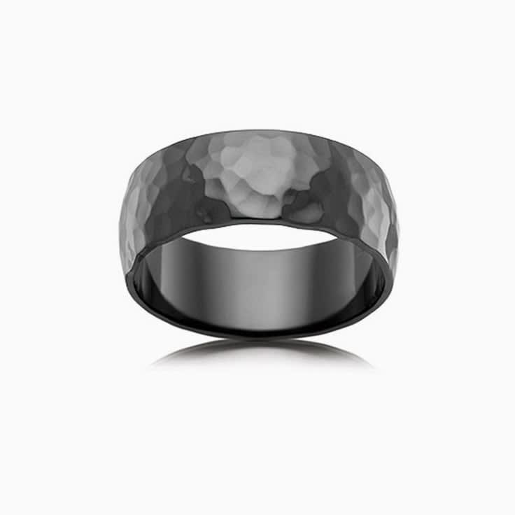 Hammered Finish Zirconium Wedding Band