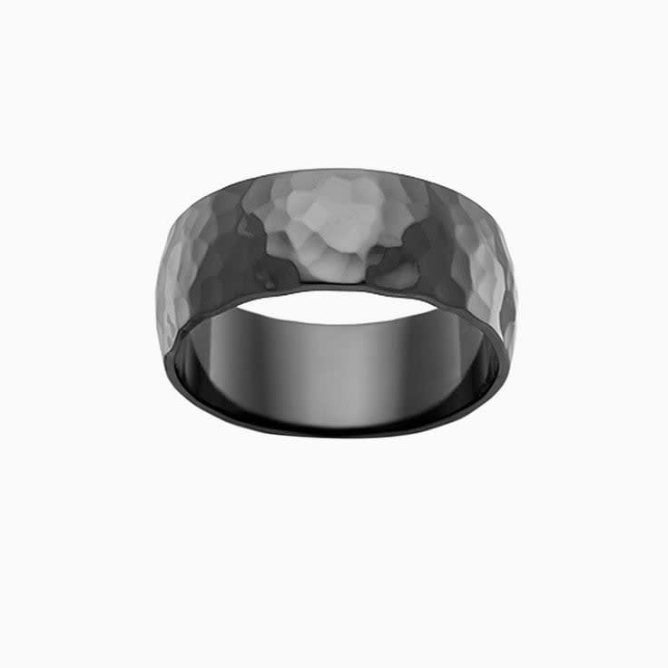Hammered Finish Zirconium Wedding Band