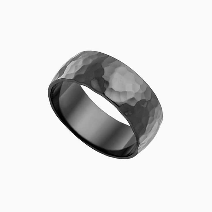 Hammered Finish Zirconium Wedding Band