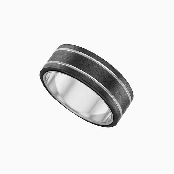 Two tone Zirconium mens ring ZR4415