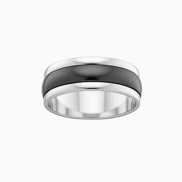 Two tone Mens Zirconium ring ZRJ4410
