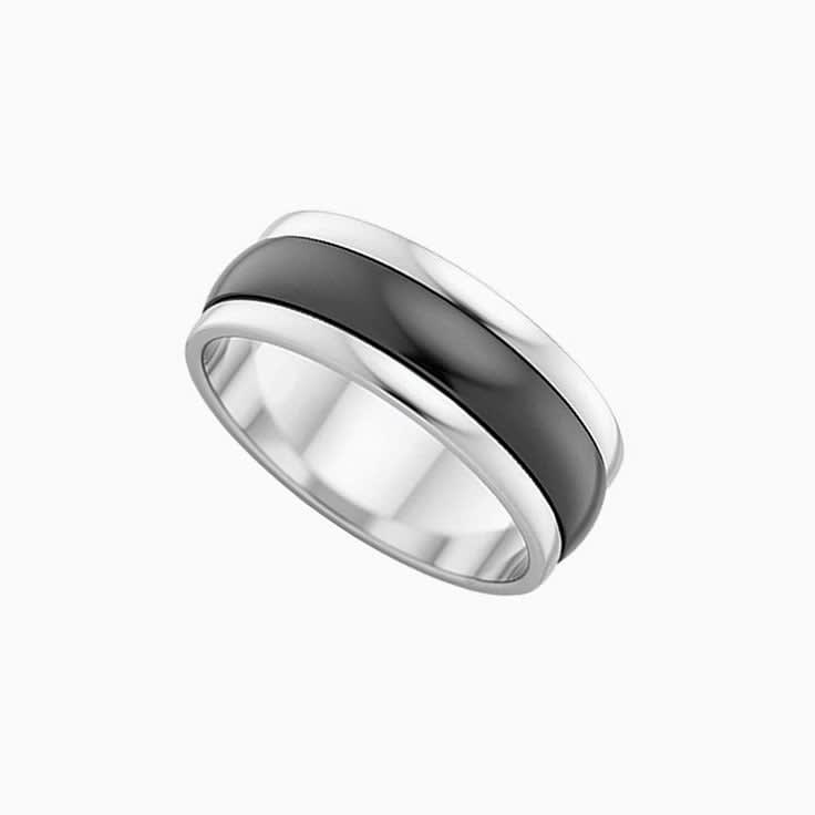 Two tone Mens Zirconium ring ZRJ4410