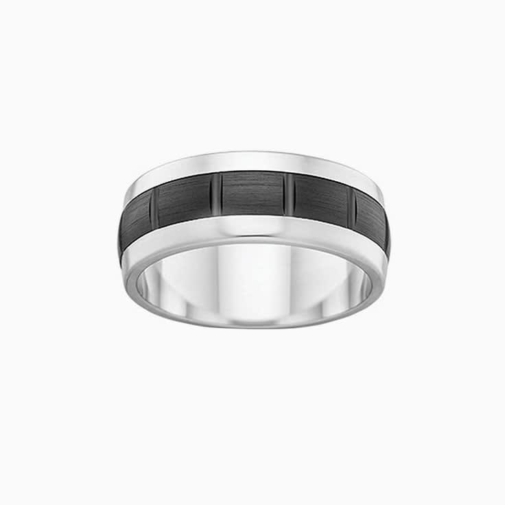 Two tone Mens Zirconium ring ZRJ4412