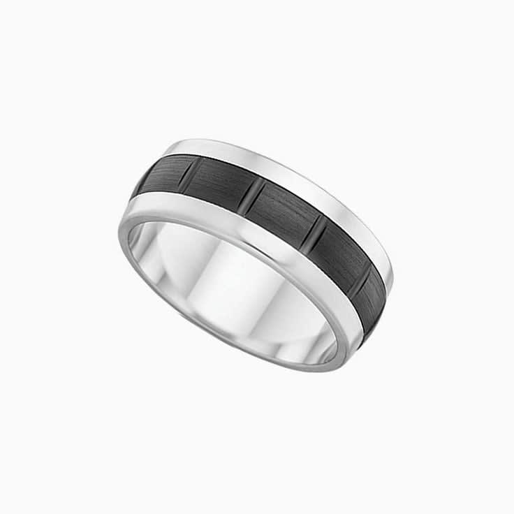 Two tone Mens Zirconium ring ZRJ4412