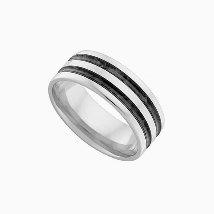 Black enamel Mens wedding ring j4357