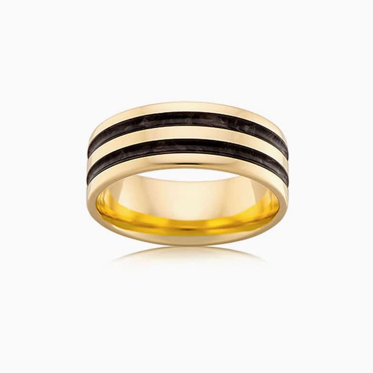 Black enamel Mens wedding ring j4357