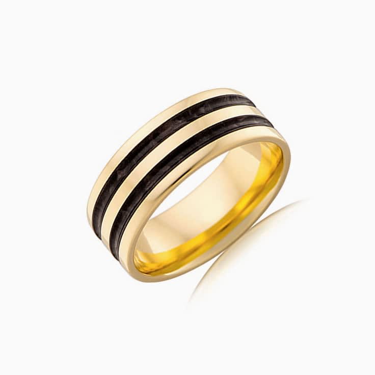 Black enamel Mens wedding ring j4357
