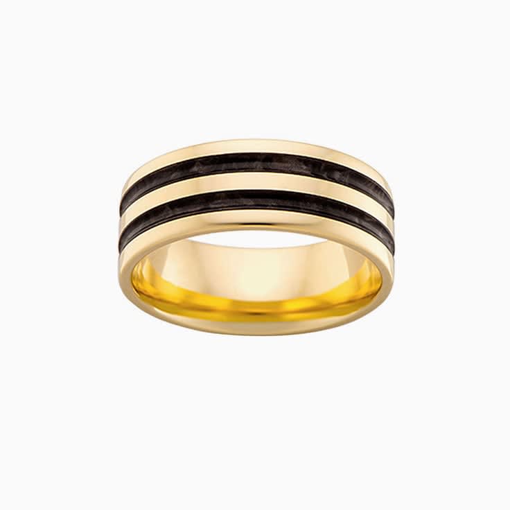 Black enamel Mens wedding ring j4357