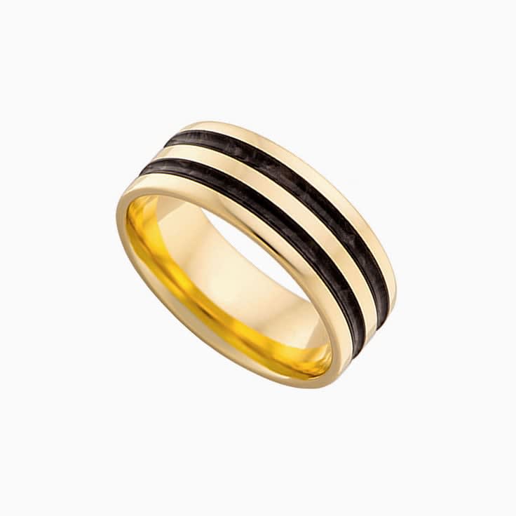 Black enamel Mens wedding ring j4357