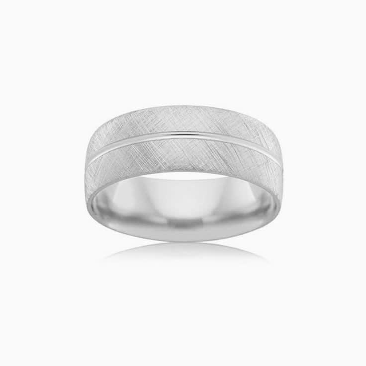 Centre grooved mens ring B2624