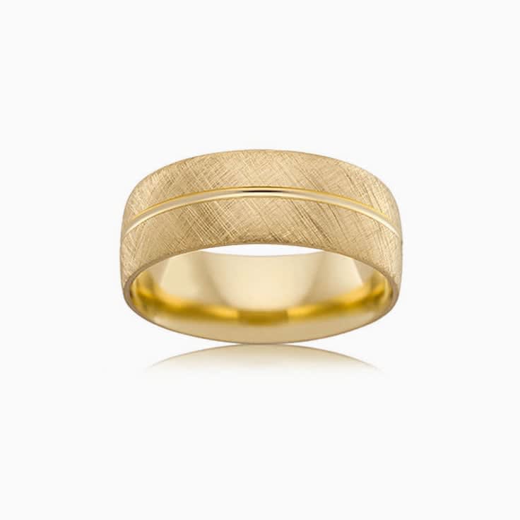 Centre grooved mens ring B2624