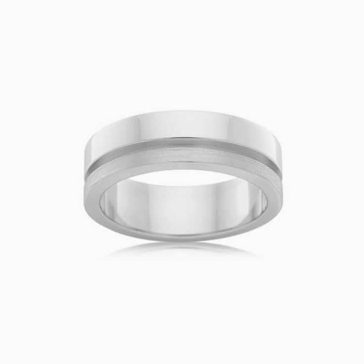 Side Grooved Mens Wedding ring F3441