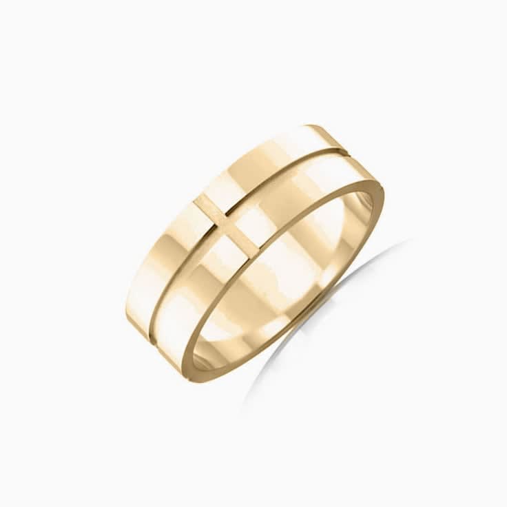 Grooved Mens Wedding Ring F3595