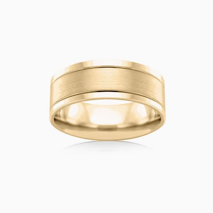 Double grooved mens wedding ring F3985