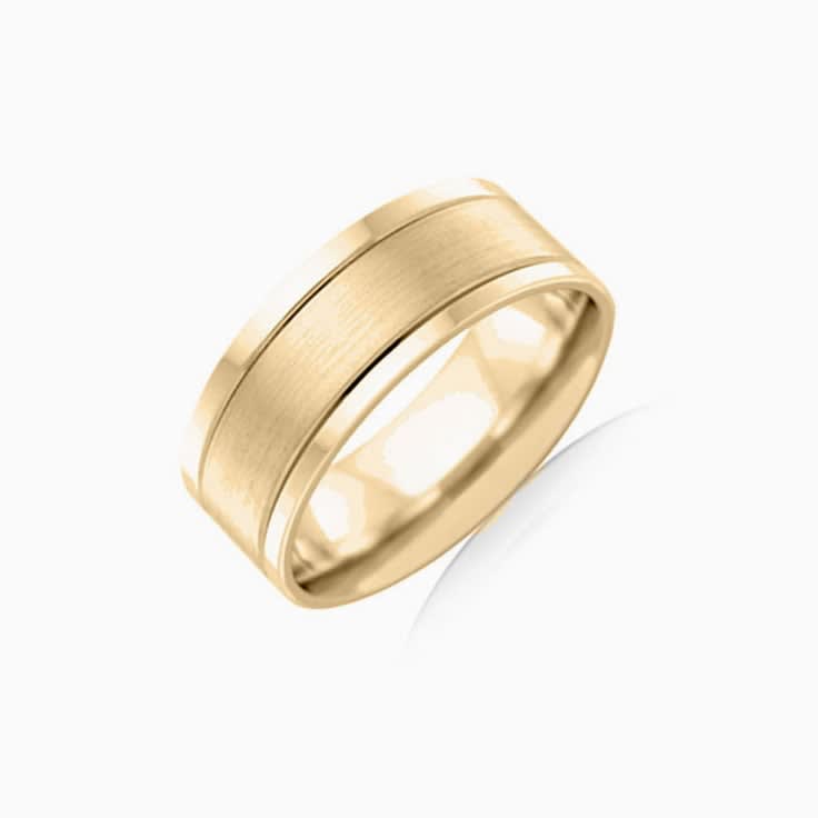 Double grooved mens wedding ring F3985
