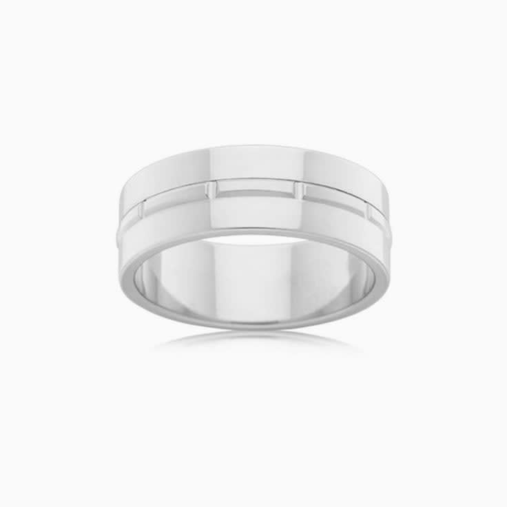 Centre Grooved Mens Ring J3449