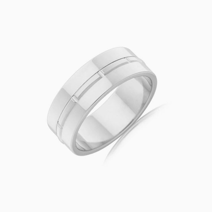 Centre Grooved Mens Ring J3449