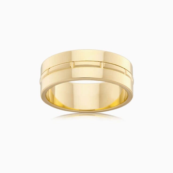 Centre Grooved Mens Ring J3449