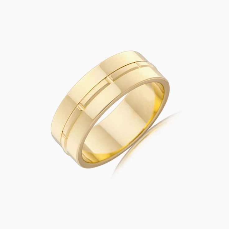 Centre Grooved Mens Ring J3449