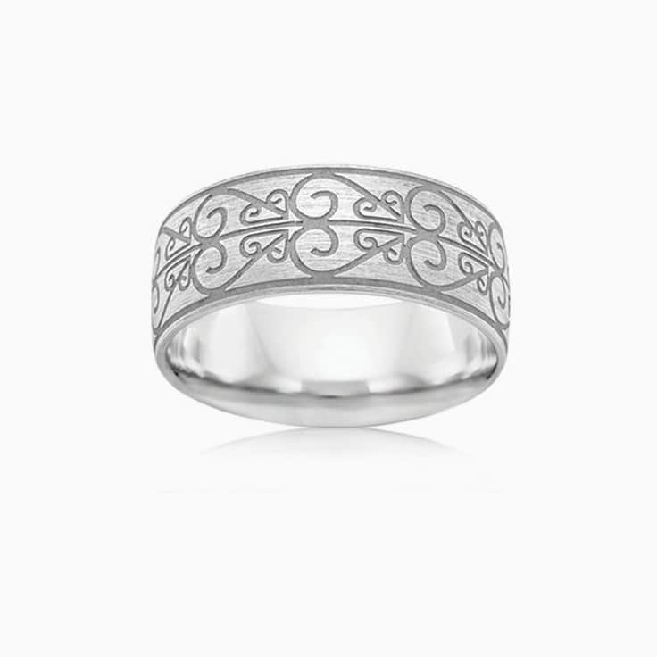 Carved Mens Wedding ring B3994
