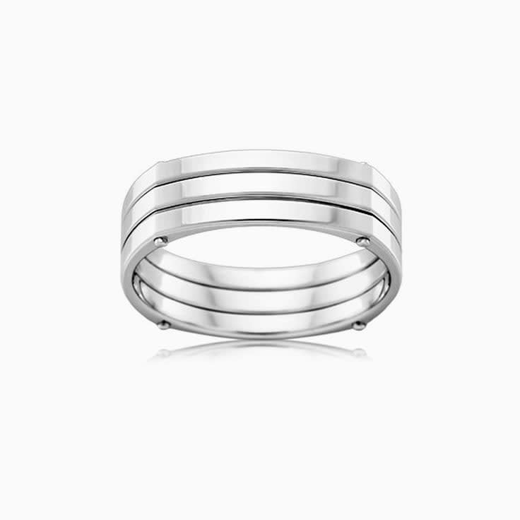 Double Grooved Mens rings J3968
