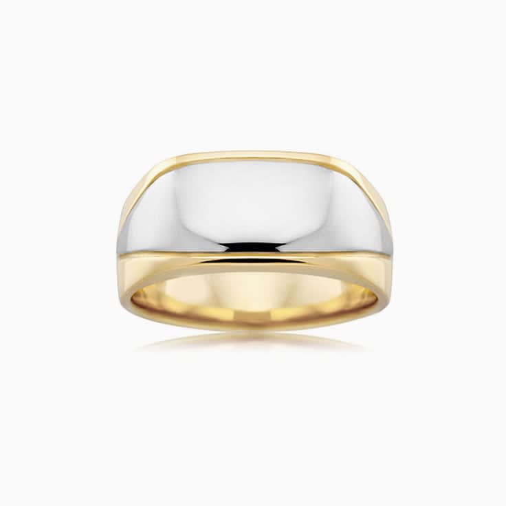 Two Tone Mens Signet Ring