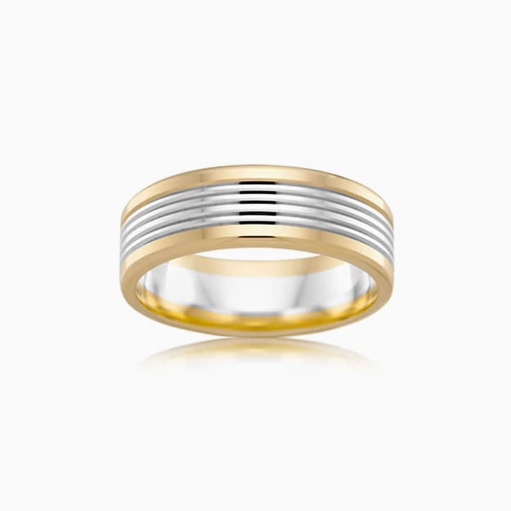Two tone mens wedding ring 2T2703