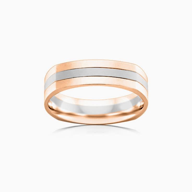 Two tone grooved mens ring 2T2978