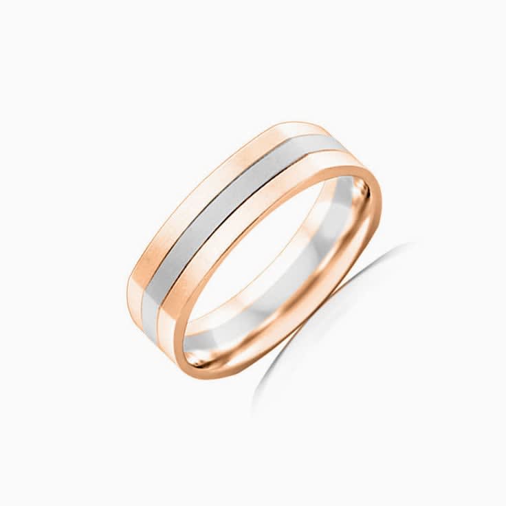 Two tone grooved mens ring 2T2978