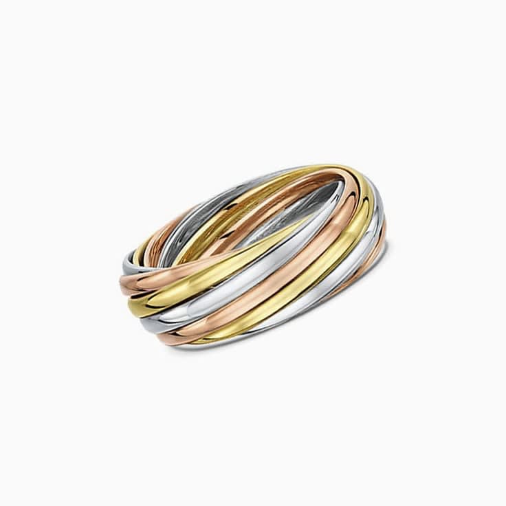 Polished Three Tone Wedding Ring