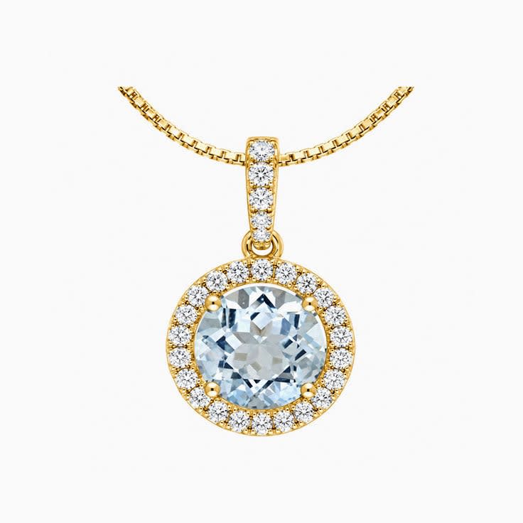 Aquamarine and diamond pendant
