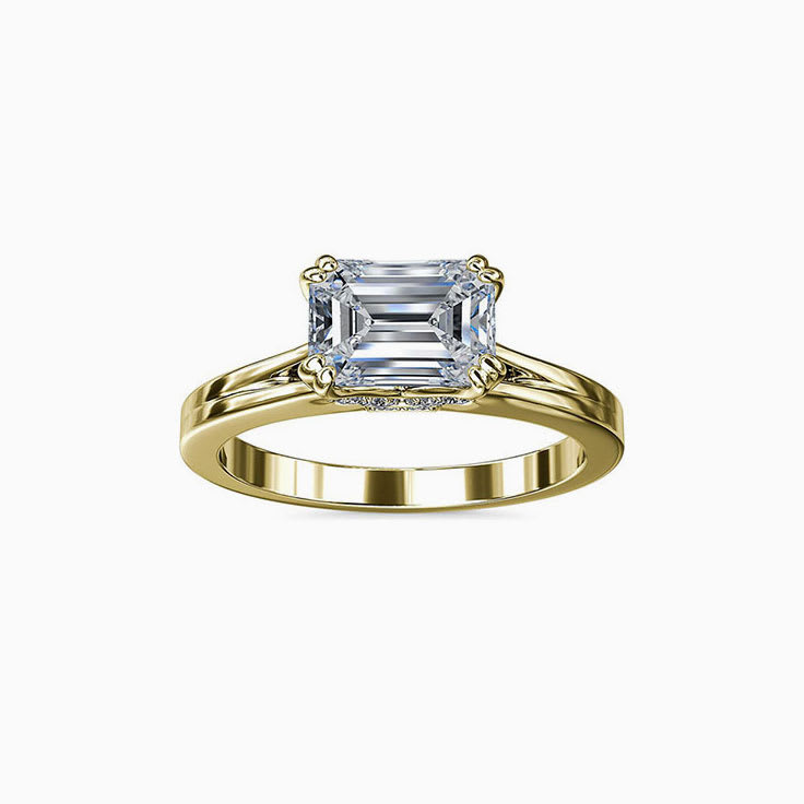 Emerald Cut Solitaire Diamond Engagement Gold Ring