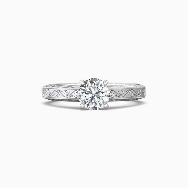 Vintage Hand Carved Solitaire Engagement Ring