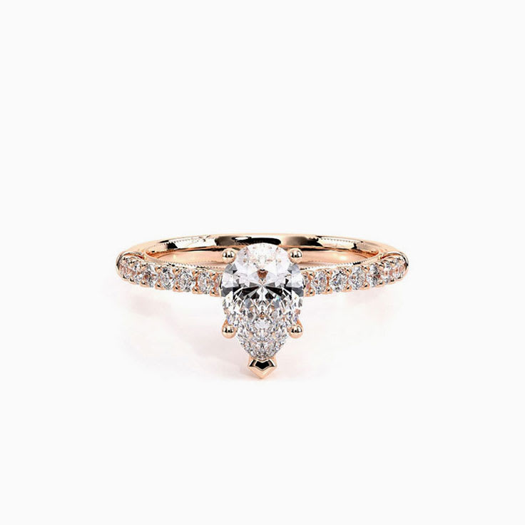 Brilliant Pear Diamond Pave Engagement Ring