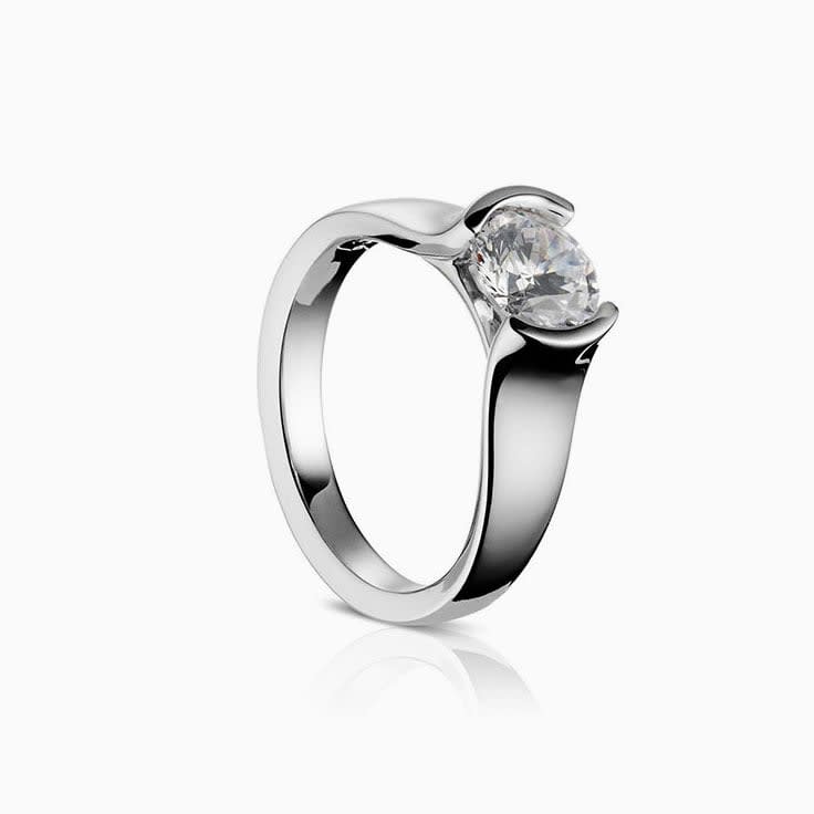 Gold bezel set engagement Band