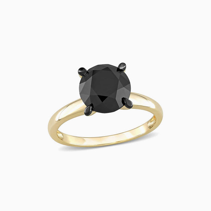 Black diamond solitaire engagement ring