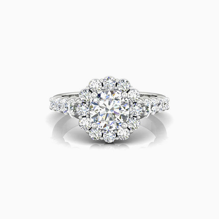 Brilliant Floral Diamond Engagement Pave Ring