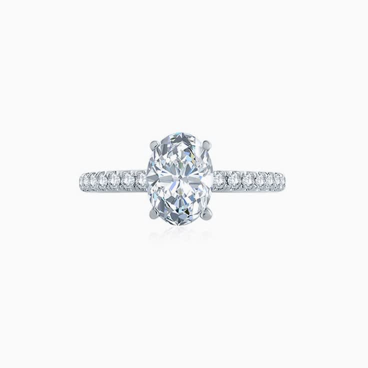 Brilliant Oval Cut Diamond Engagement Pave Ring
