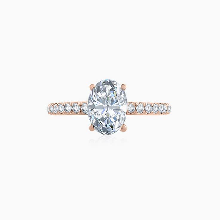 Brilliant Oval Cut Diamond Engagement Pave Ring