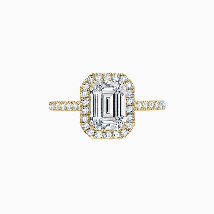 Classic Emerald Cut Diamond Engagement Pave Set Ring