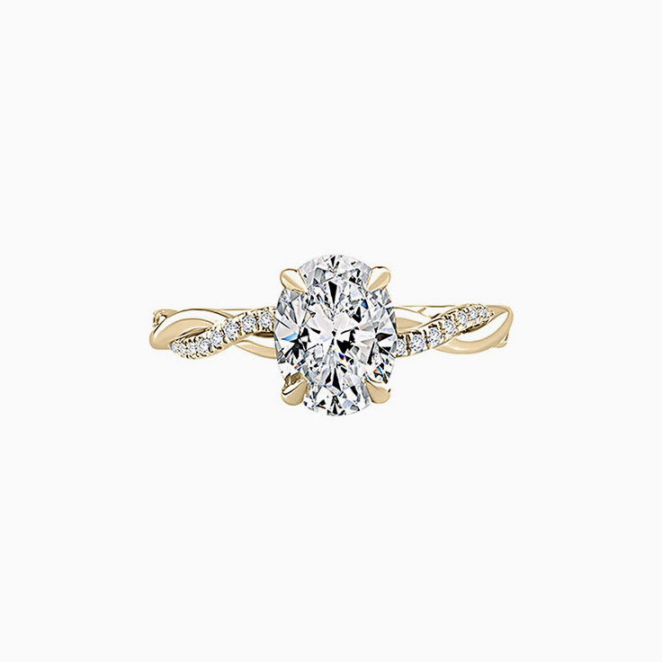 Twisted Shank Oval Diamond Engagement Pave Ring