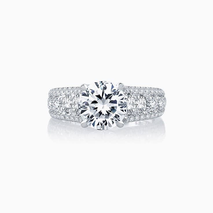 Round Brilliant Diamond Engagement Pave Band